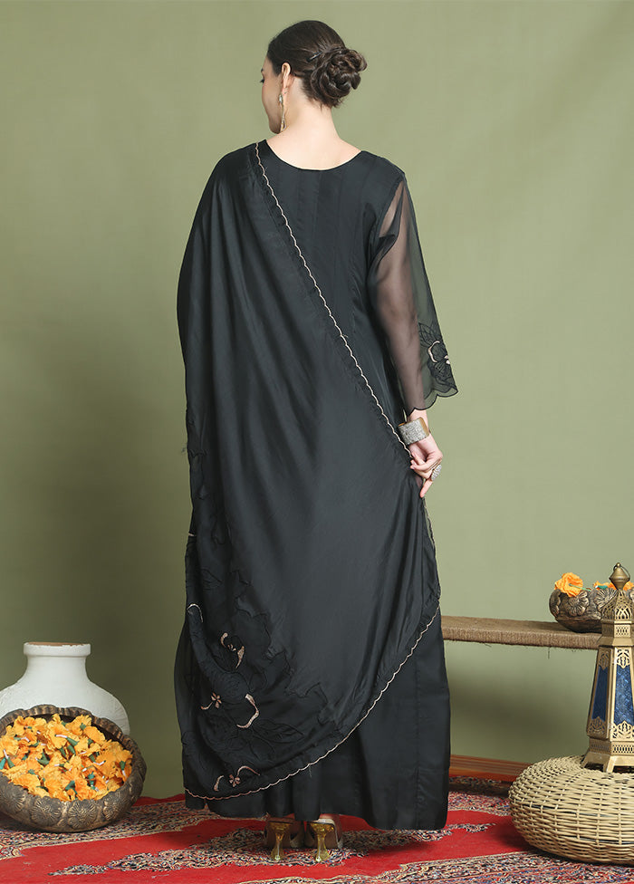 Black Readymade Silk Dupatta Indian Dress Marketable Online