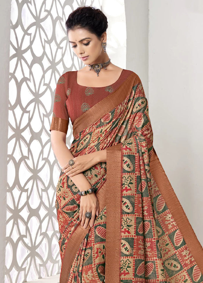 Multicolor Spun Silk Saree With Blouse Piece Online Online With Mastercard