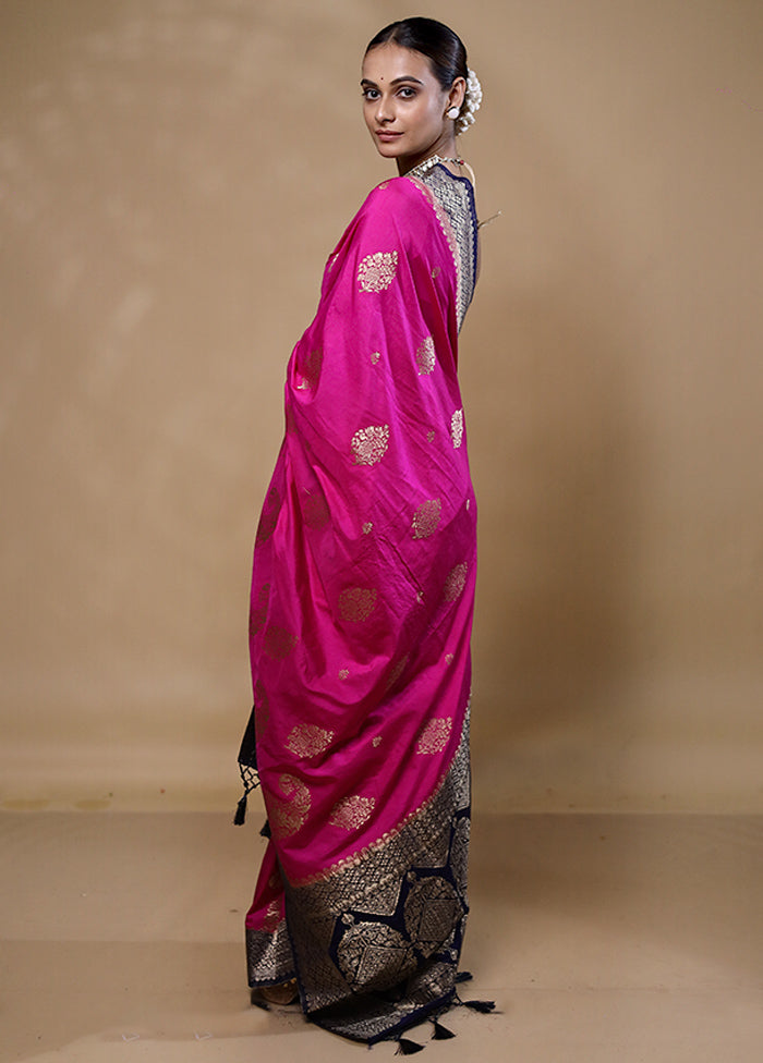 Pink Dupion Silk Saree With Blouse Piece Store With Big Discount