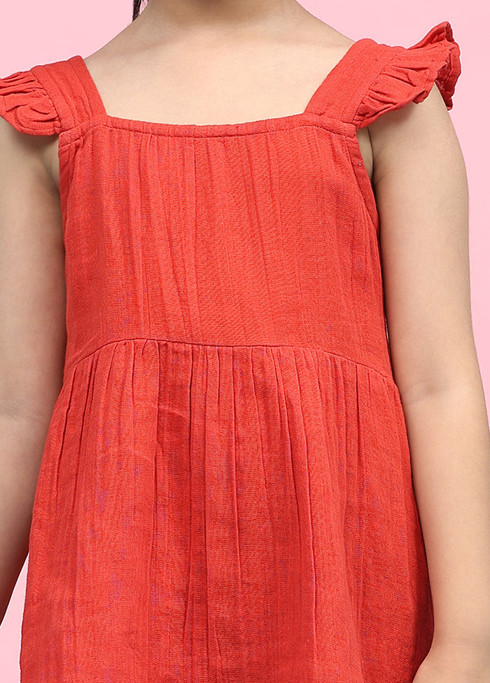 Red Cotton Sleeveless Square Neckshape Top Fast Delivery Online