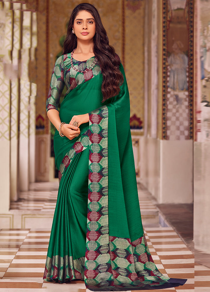 Green Chiffon Silk Saree With Blouse Piece Outlet Online