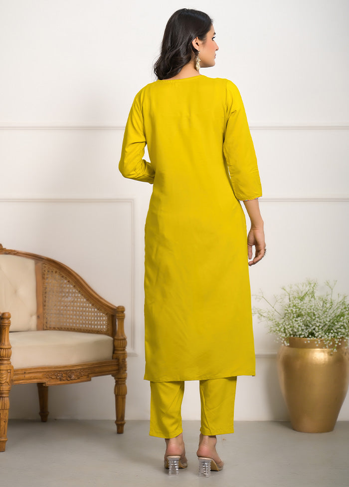 3 Pc Yellow Readymade Viscose Suit Set Buy Cheap Limited Edition