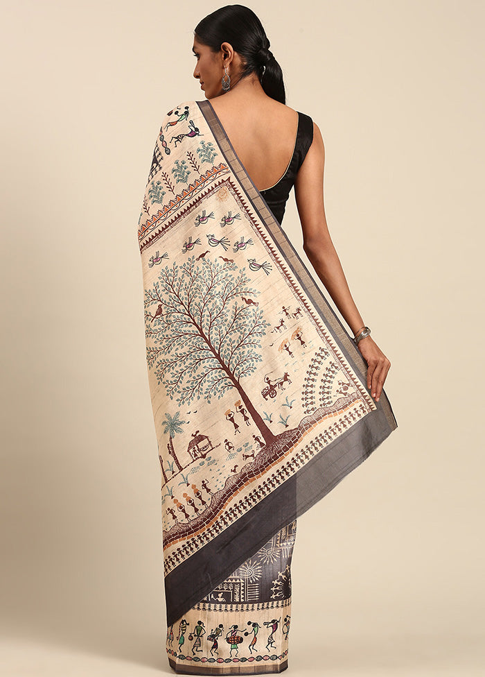 Grey Cotton Saree With Blouse Piece Best Pices Online