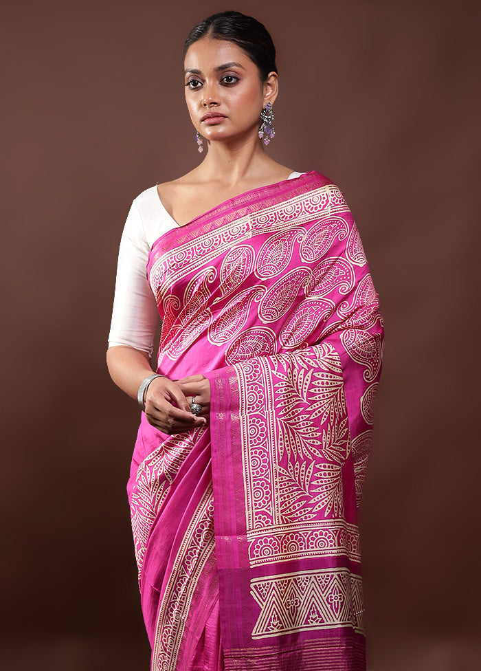 Pink Pure Bishnupuri Silk Saree Without Blouse Piece Marketable