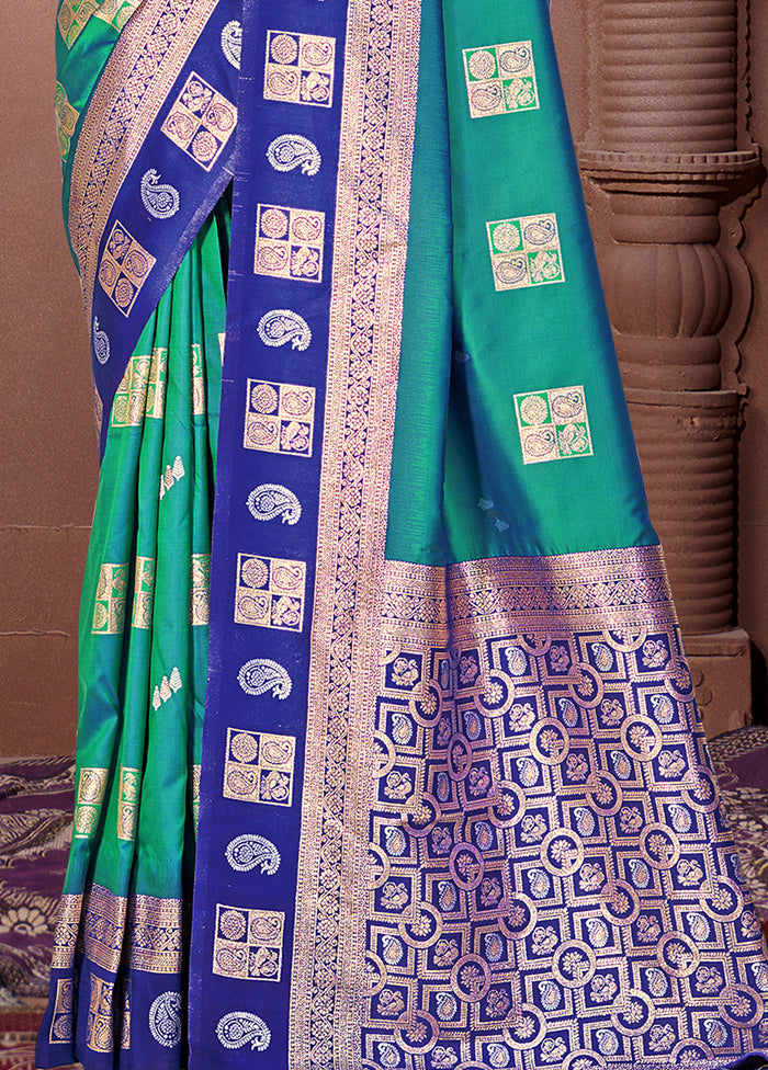 Rama Dupion Silk Saree With Blouse Piece Discount Ebay