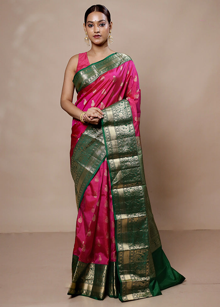 Pink Handloom Kanchipuram Pure Silk Saree With Blouse Piece For Sale Online