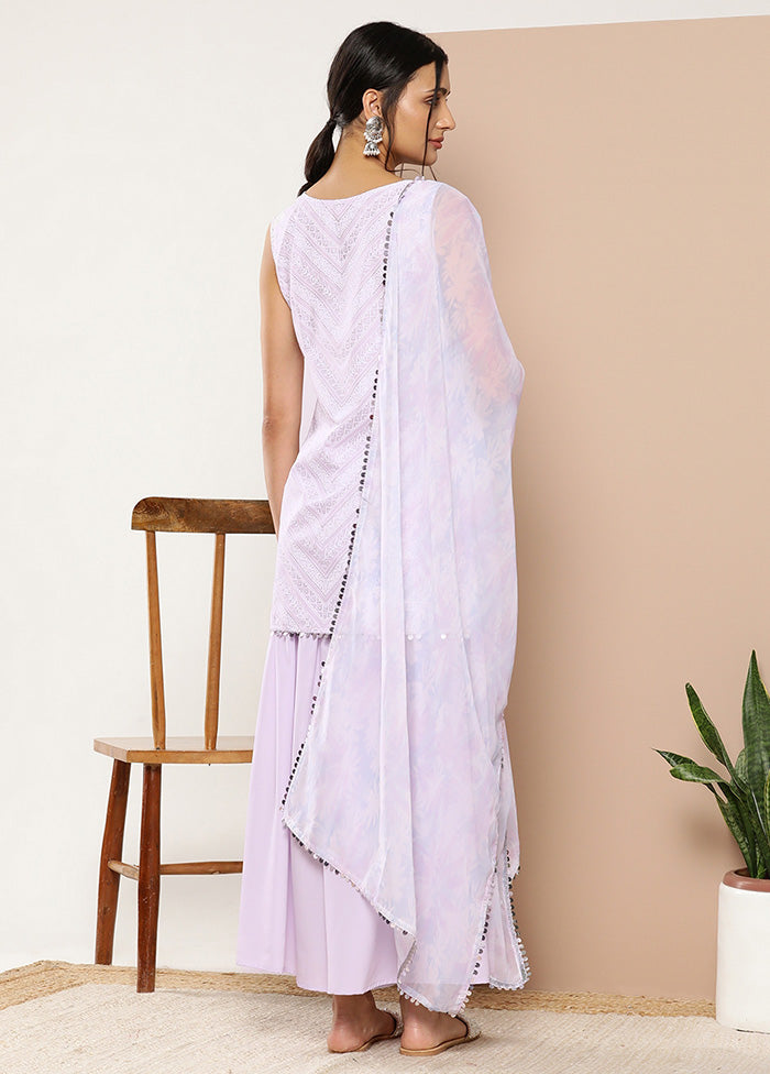 3 Pc Lavender Readymade Silk Dupatta Suit Set Official Sale Online