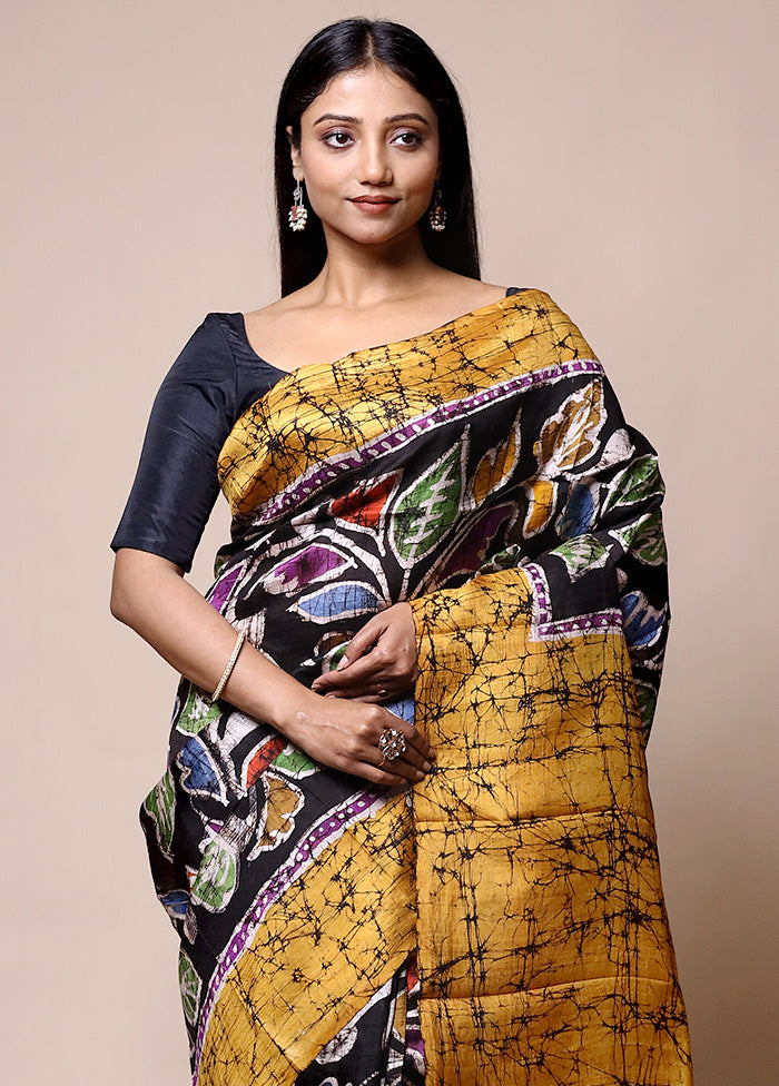 Yellow Printed Pure Silk Saree Without Blouse Piece Amazon Footaction