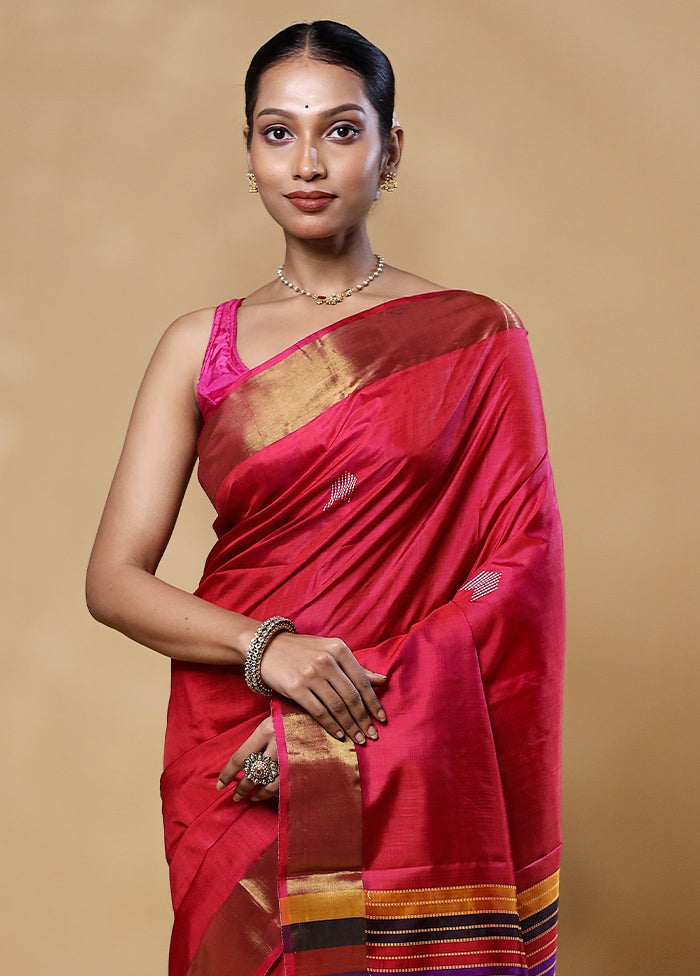 Red Kalakshetra Kanjivaram Silk Saree With Blouse Piece Cheap Sale Visit