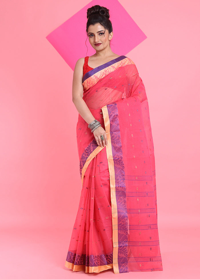 Fuchsia Cotton Woven Work Saree Without Blouse Piece Official Cheap Online