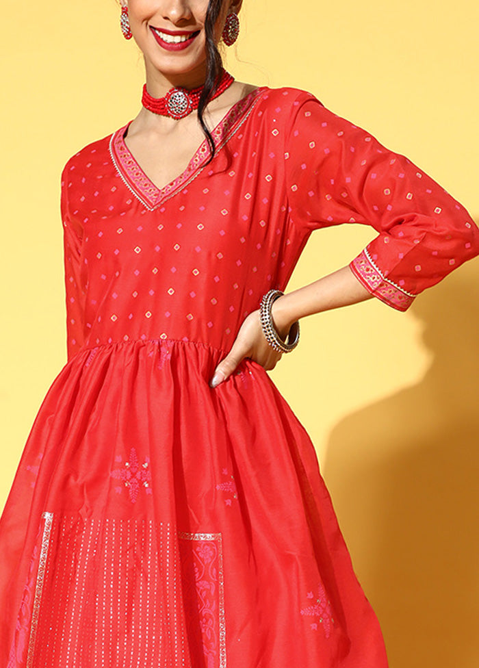 Red Readymade Polyester Indian Dress Buy Cheap Footlocker Finishline