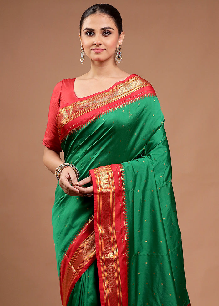 Green Kanjivaram Silk Saree With Blouse Piece Cheap Buy Authentic