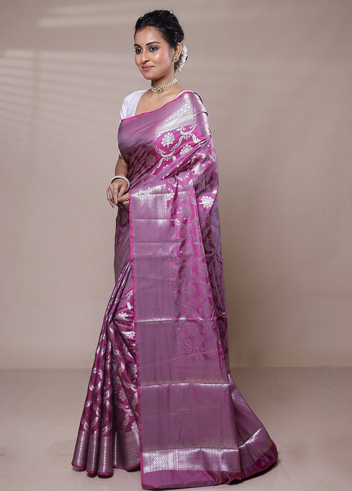 Purple Kora Silk Saree With Blouse Piece Cheap New Arrival