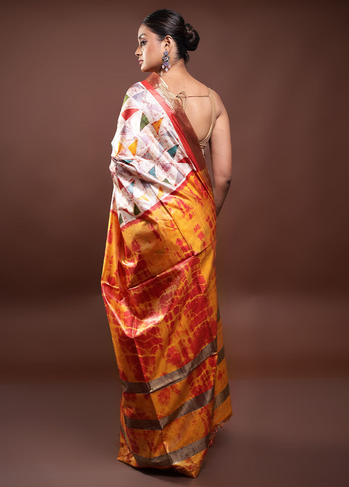 Multicolor Handloom Tussar Pure Silk Saree With Blouse Piece Footlocker Finishline Cheap Pice