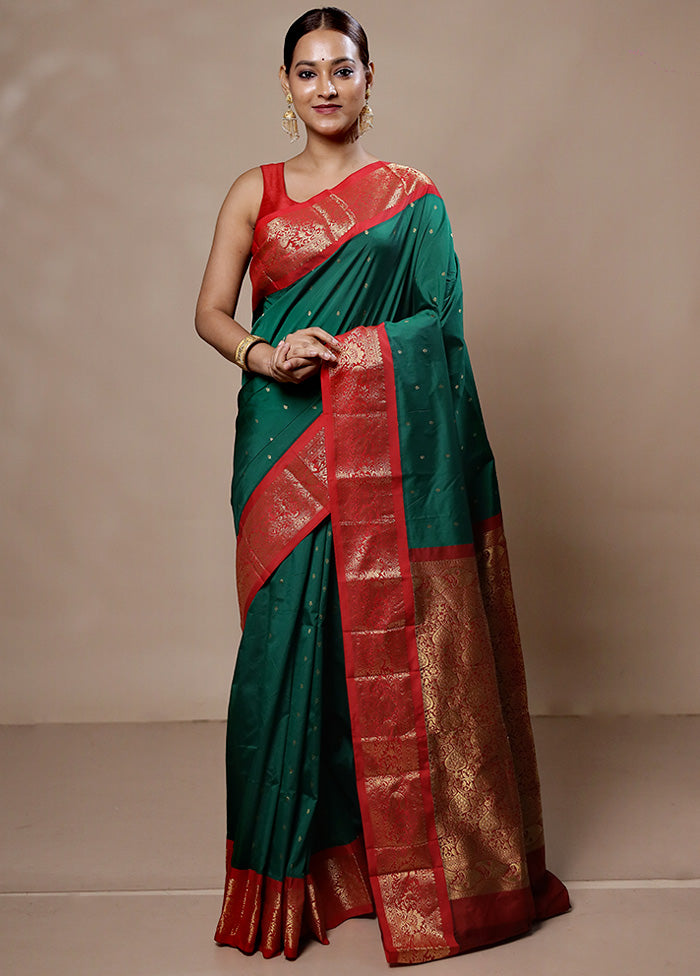 Green Kanjivaram Silk Saree With Blouse Piece Limited Edition Online