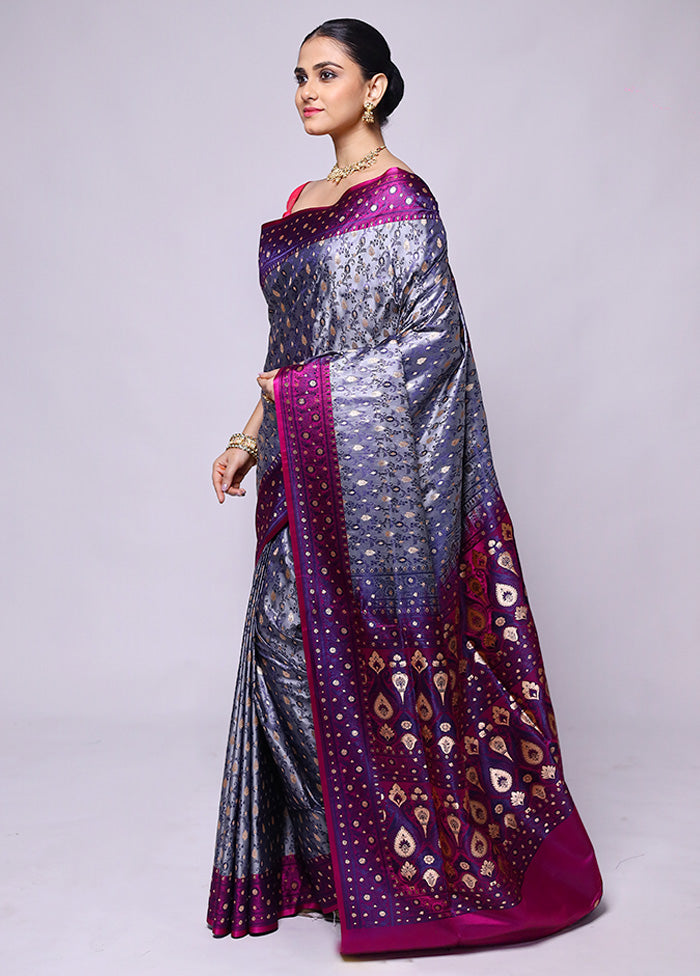 Purple Tanchoi Silk Saree With Blouse Piece In China Sale Online