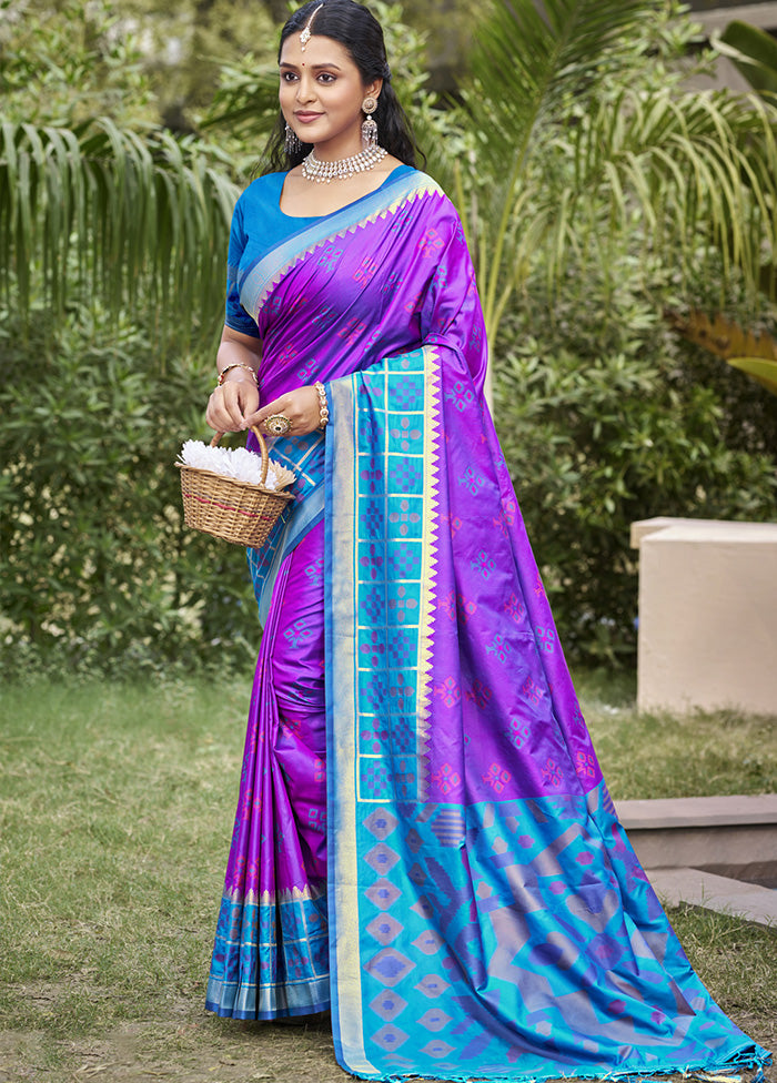 Violet Spun Silk Saree With Blouse Piece Newest Cheap Online