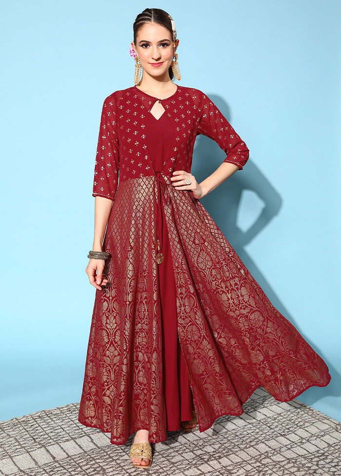 Maroon Readymade Georgette Indian Dress Amazon Cheap Pice