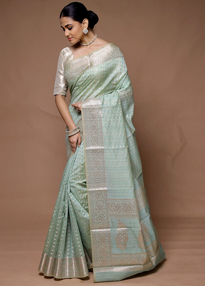 Green Kora Silk Saree With Blouse Piece 2025 Newest Cheap Online