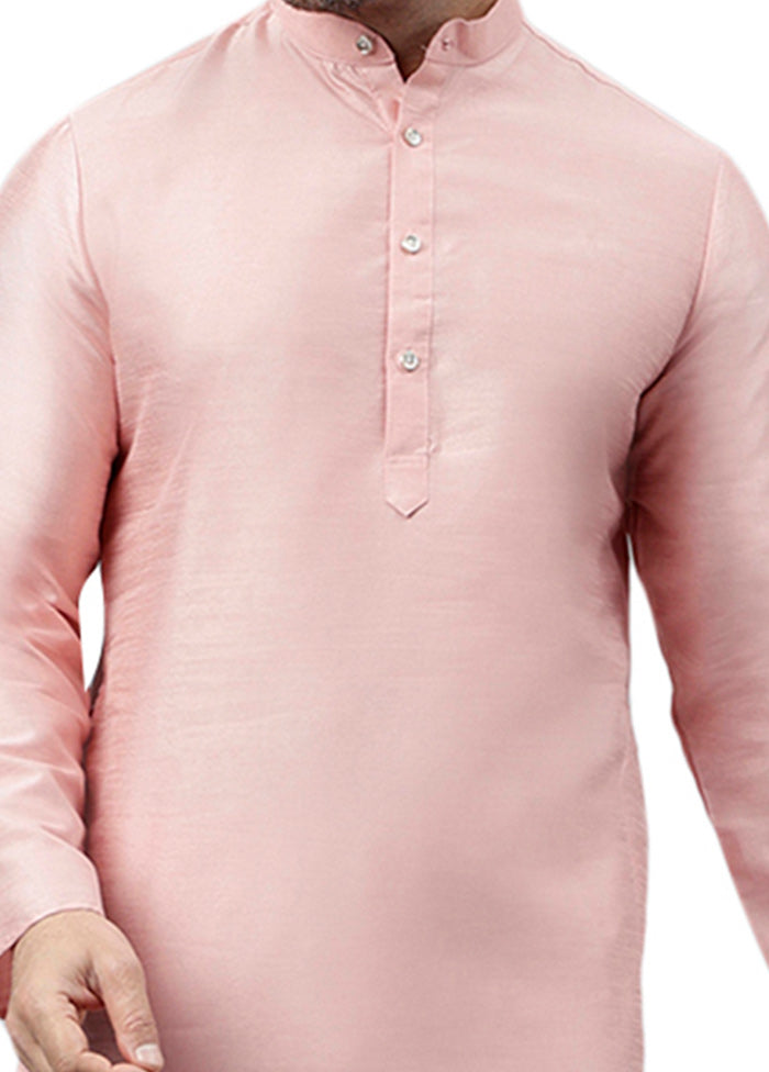 Pink Dupion Silk Solid Kurta Discount For Nice