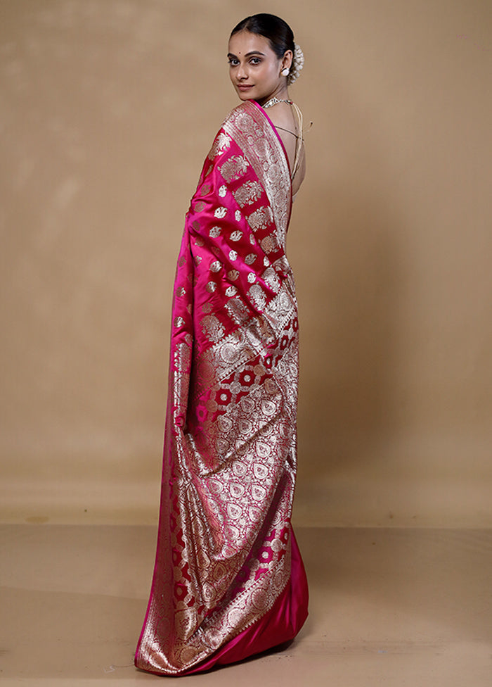 Pink Banarasi Silk Saree With Blouse Piece Wiki Cheap Pice