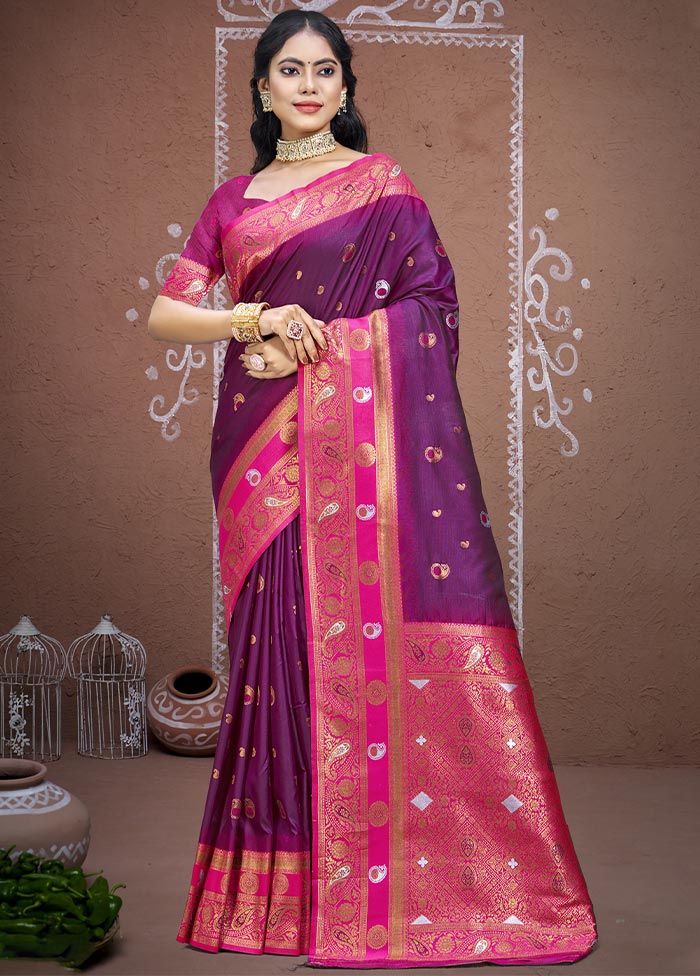 Wine Dupion Silk Saree With Blouse Piece Buy Cheap Low Shipping Fee