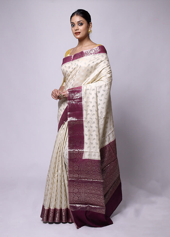 Cream Handloom Dupion Pure Silk Saree With Blouse Piece Clearance Amazon