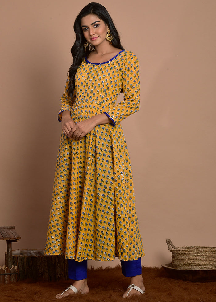 2 Pc Yellow Readymade Cotton Kurti Set Outlet For You