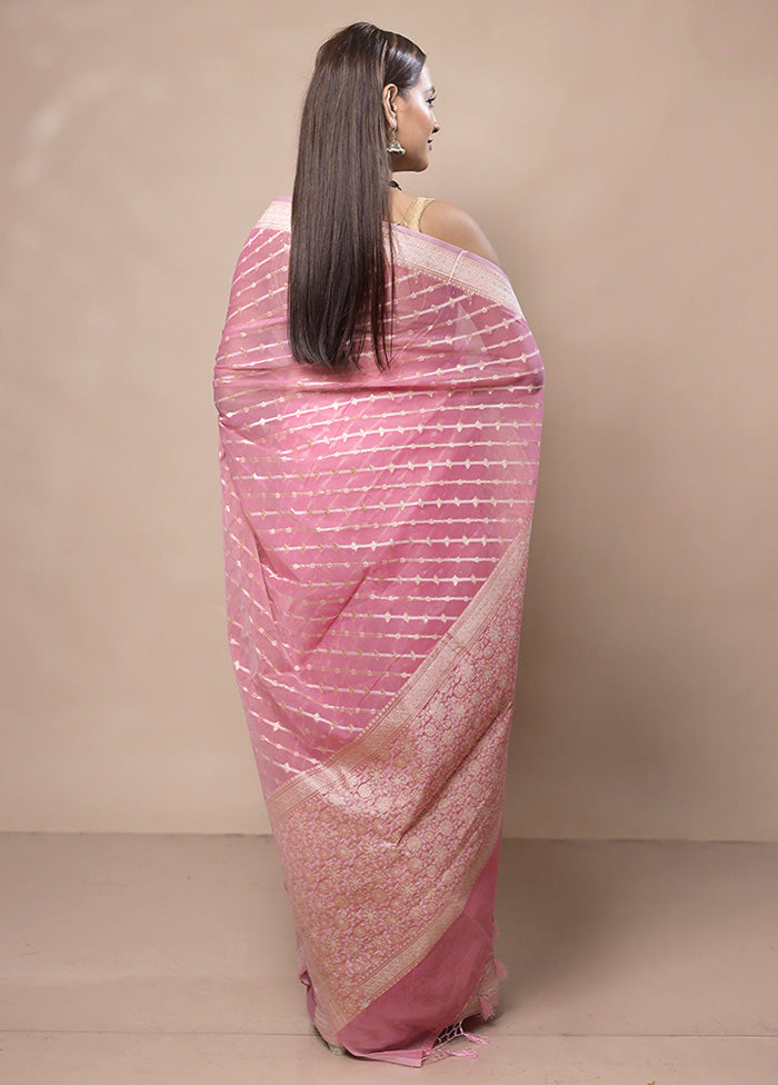 Pink Kora Silk Saree With Blouse Piece Store Cheap Online