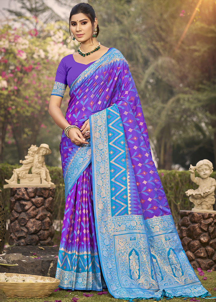 Purple Spun Silk Saree With Blouse Piece Sale Online Shop