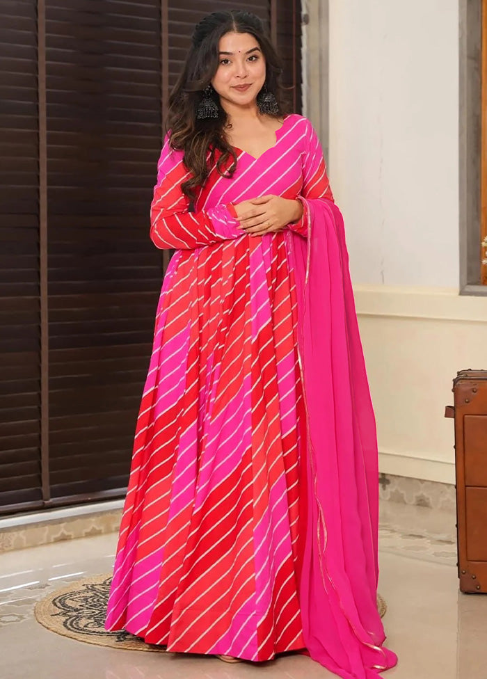 Pink Readymade Rayon Dupatta Indian Dress Free Shipping High Quality