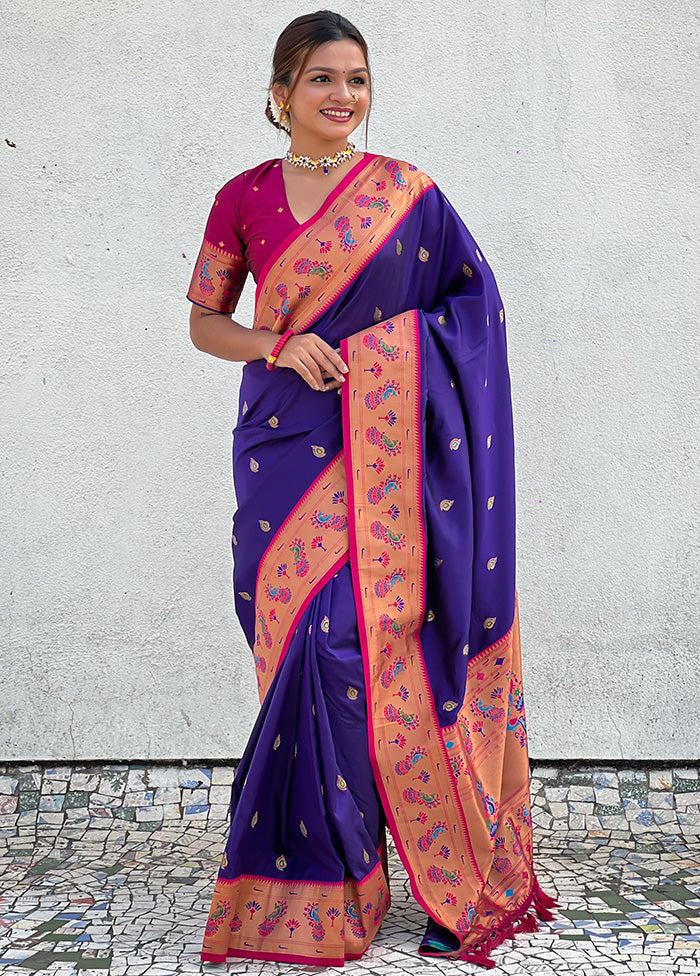 Lavender Spun Silk Saree With Blouse Piece Clearance With Mastercard