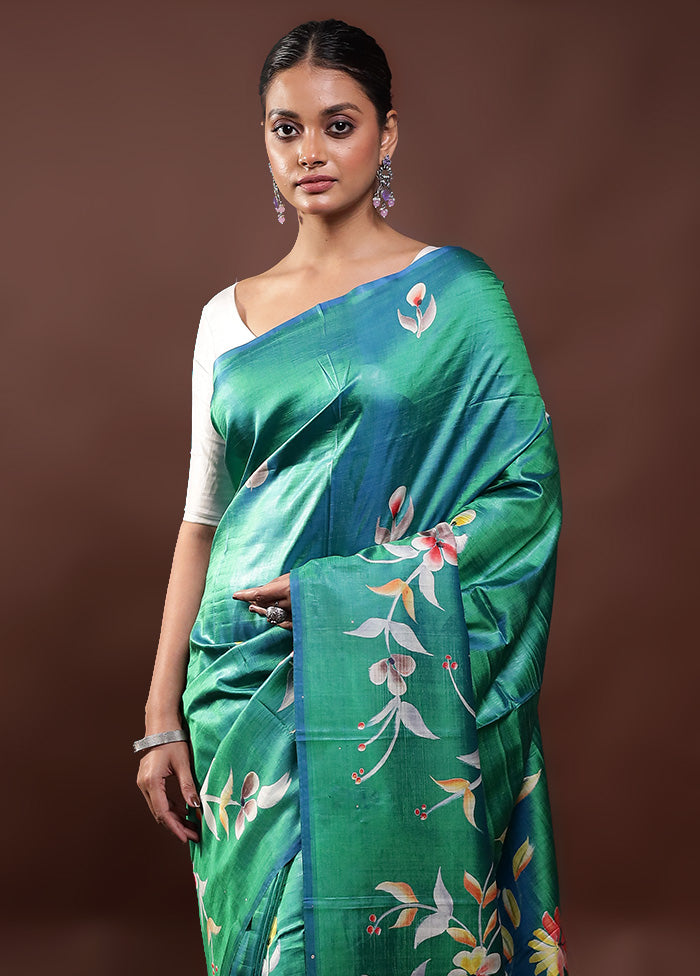 Green Pure Bishnupuri Silk Saree Without Blouse Piece Sale Cheapest