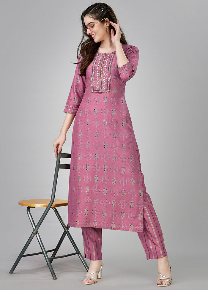 2 Pc Wine Readymade Rayon Kurti Set Professional