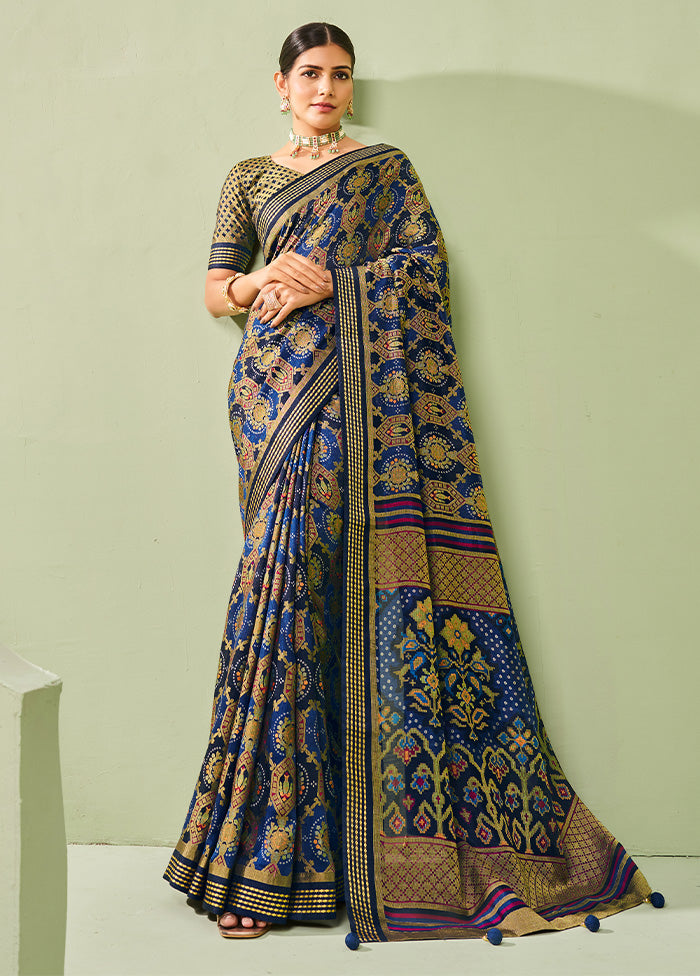 Blue Georgette Saree With Blouse Piece For Sale Wholesale Pice