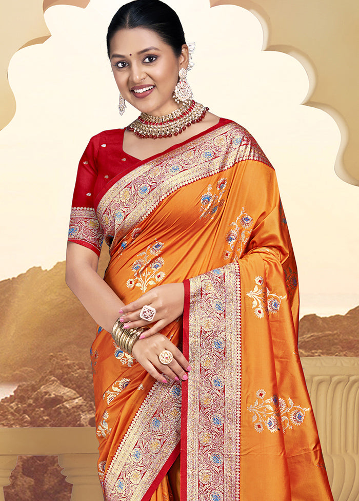 Multicolor Dupion Silk Saree With Blouse Piece Latest Sale Online