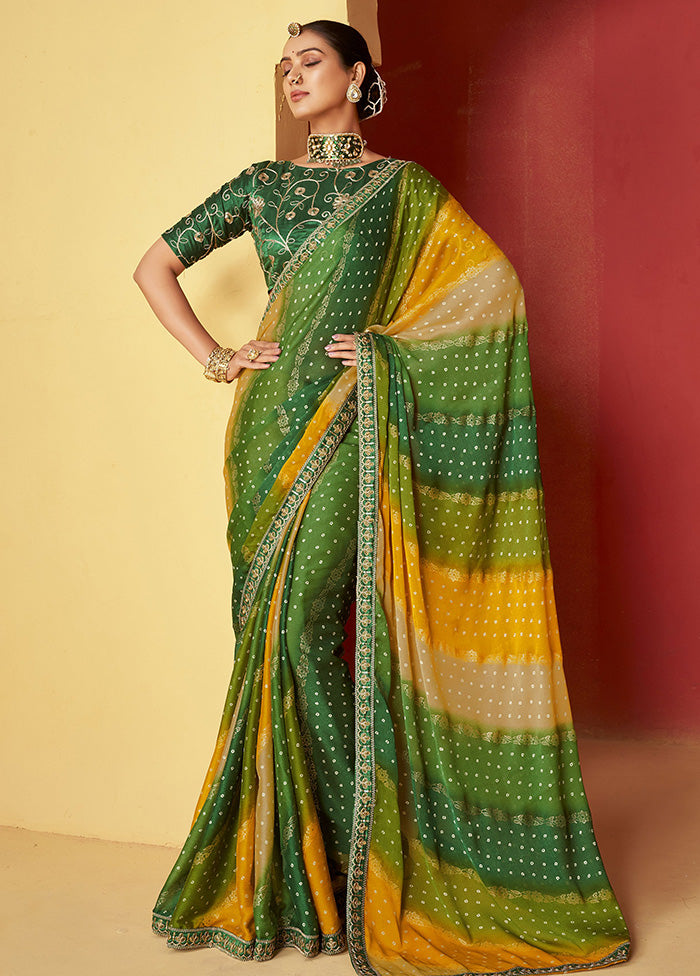 Multicolor Chiffon Silk Saree With Blouse Piece Outlet Footaction