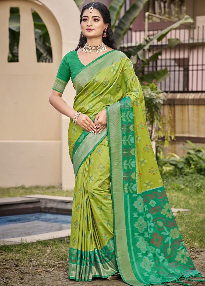 Light Green Spun Silk Saree With Blouse Piece Outlet Excellent