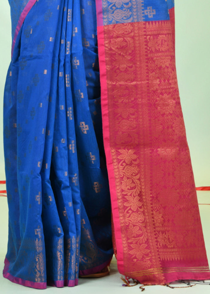 Sky Blue Cotton Saree With Blouse Piece Clearance Explore