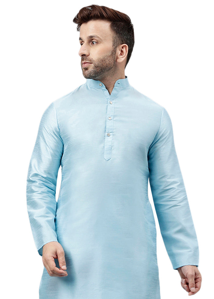 Aqua Dupion Silk Solid Kurta Best Place Online