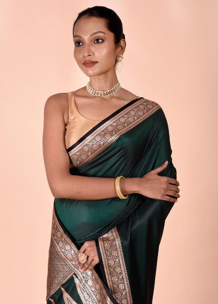 Green Banarasi Silk Saree With Blouse Piece Outlet Locations Cheap Online