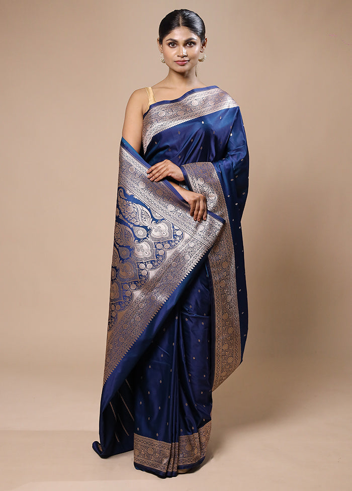 Blue Katan Silk Saree With Blouse Piece Cheap Sale 2025