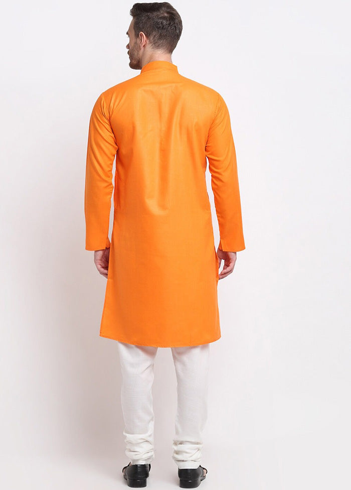 Orange Cotton Kurta And Pajama Set Clearance Store For Sale