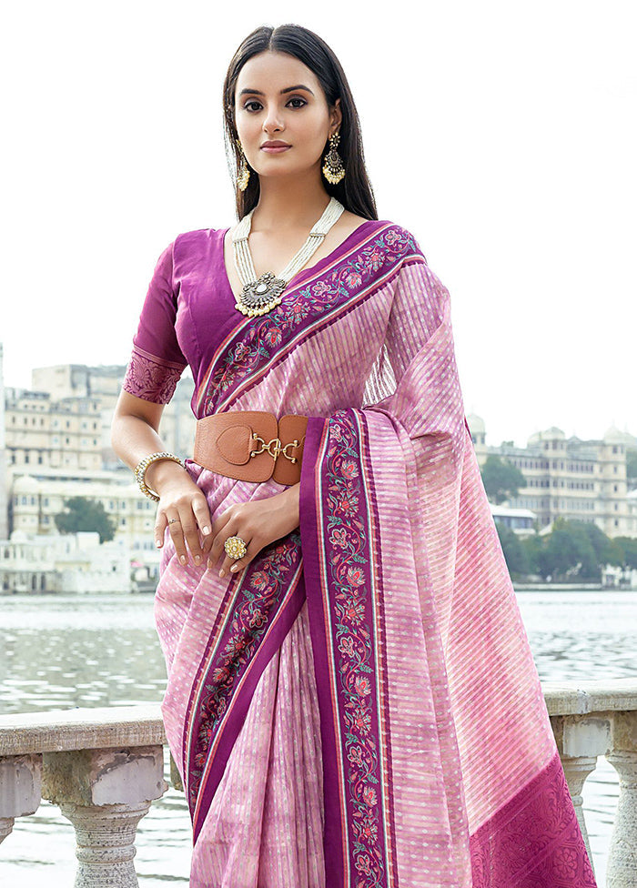 Pink Spun Silk Saree With Blouse Piece Store With Big Discount