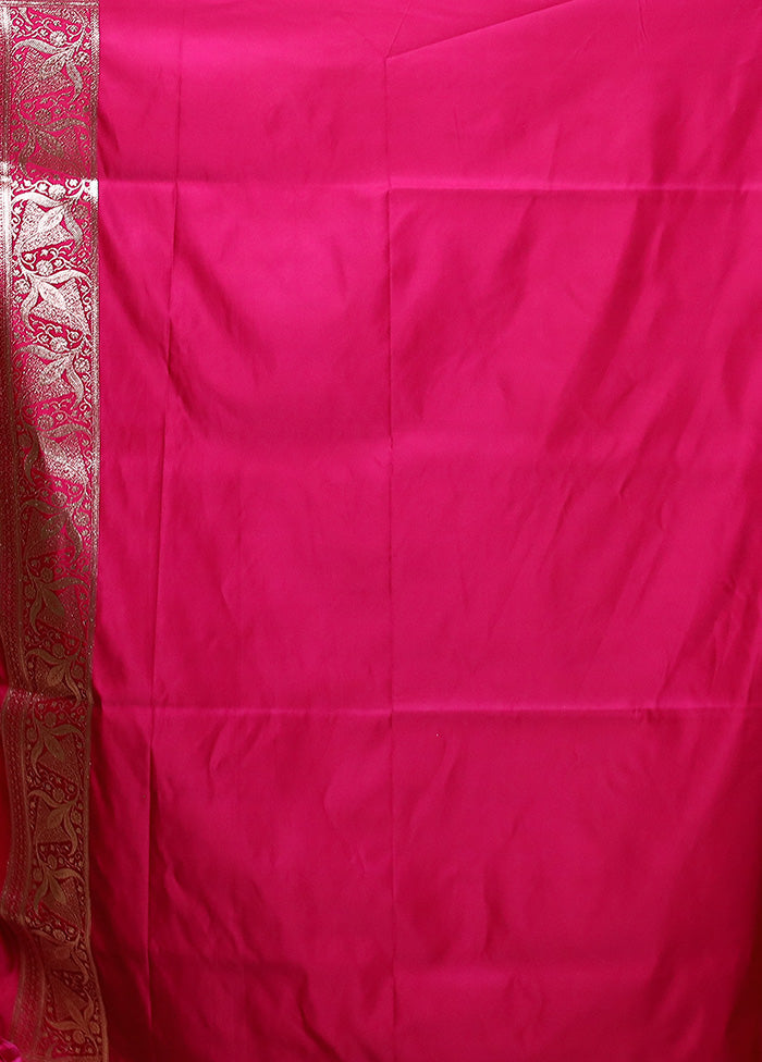 Pink Banarasi Silk Saree With Blouse Piece Sale Wide Range Of