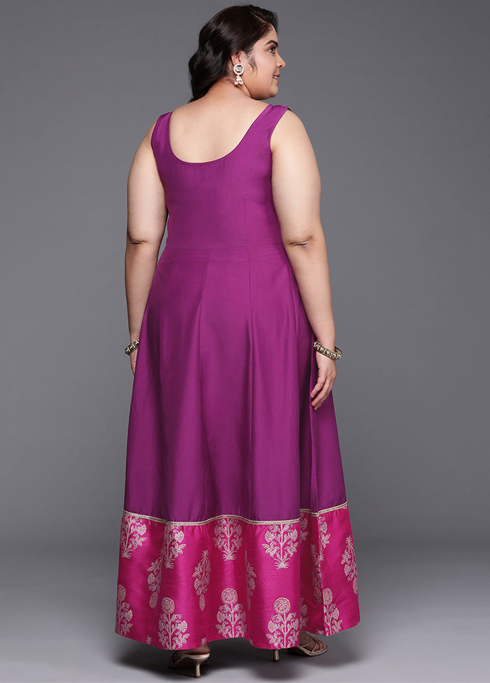 Purple Readymade Silk Indian Dress Discount High Quality