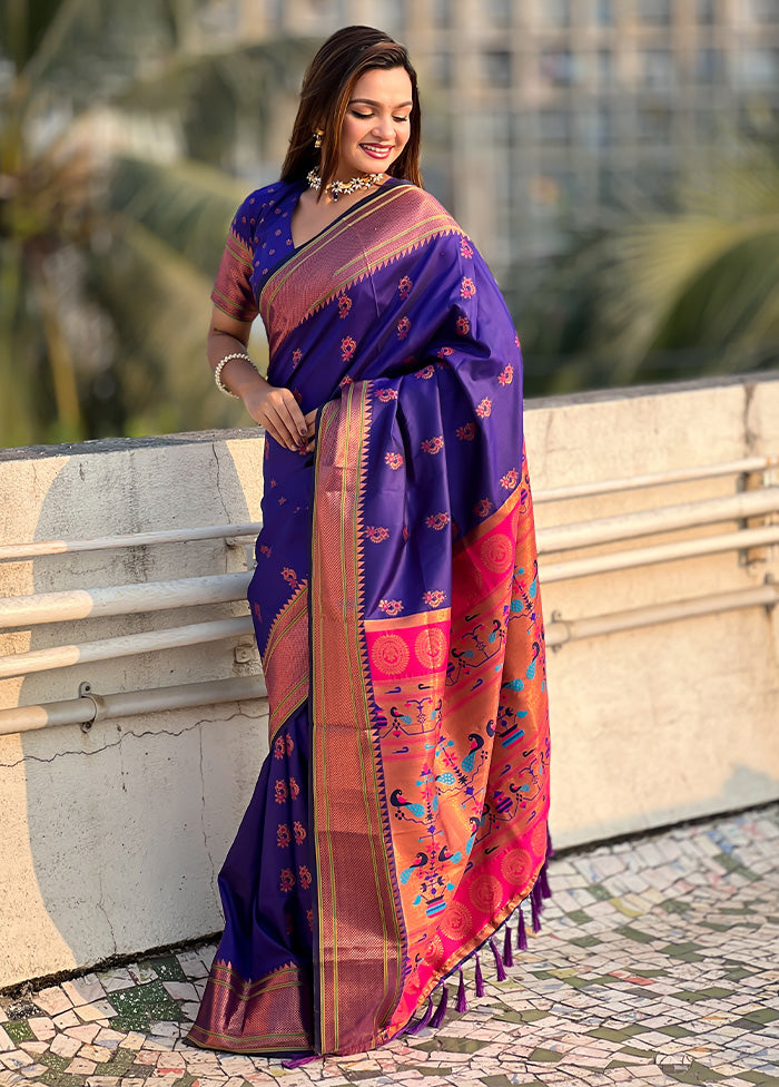 Voilet Spun Silk Saree With Blouse Piece Shop For Cheap Pice