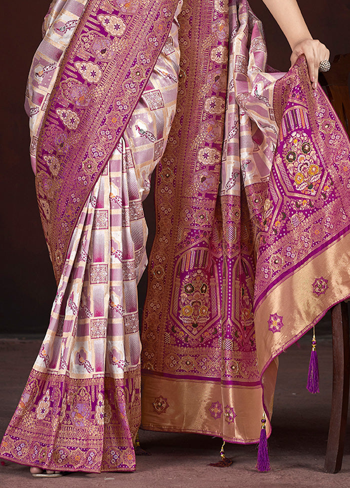 Purple Banarasi Silk Saree With Blouse Piece Sale Nicekicks