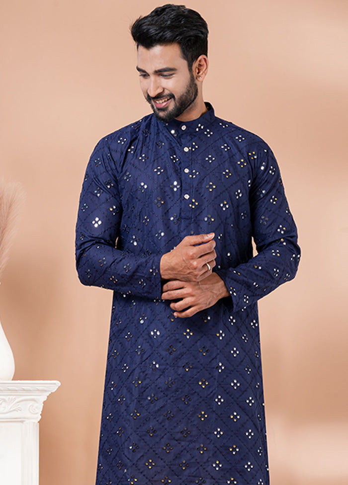 Navy Blue Cotton Kurta And Pajama Set Sale Wiki