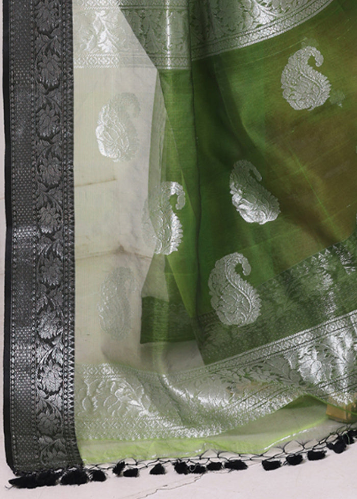 Green Spun Silk Saree With Blouse Piece Online Online For Sale